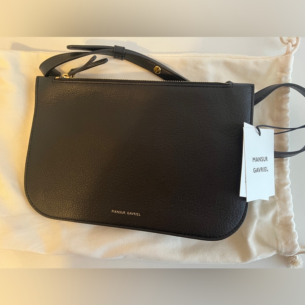 MANSUR GAVRIEL Leather Double Zip Crossbody Bag Black NWT